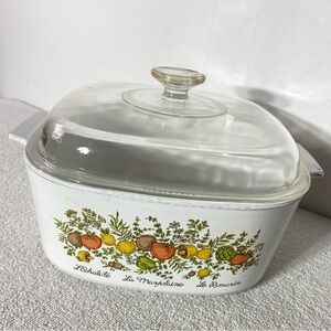 Vintage Corning Ware "Spice of Life" A-5-B 5L Casserole Dish W Clear PYREX Lid